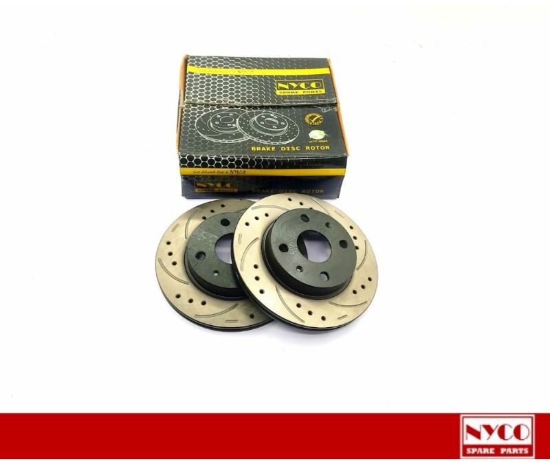DISC ROTOR FRONT SETS PERODUA ALZA 14-/VIOS NCP93/NCP150(J&E SPEC)PERFORMANCE PLUS+DRILLED&SLOTTED (2PCS)NY-02-DF7268-P+