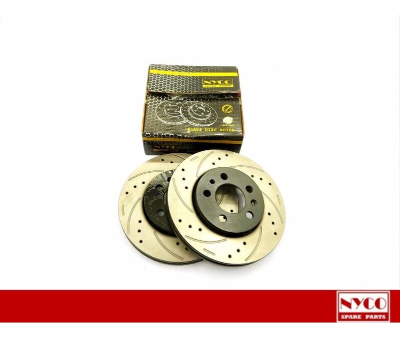 DISC ROTOR FRONT SETS VOLKSWAGEN POLO / POLO SEDAN/VENTO 256MM PERFORMANCE PLUS+DRILLED&SLOTTED(2PCS)NY-19-6RF615301C-P+